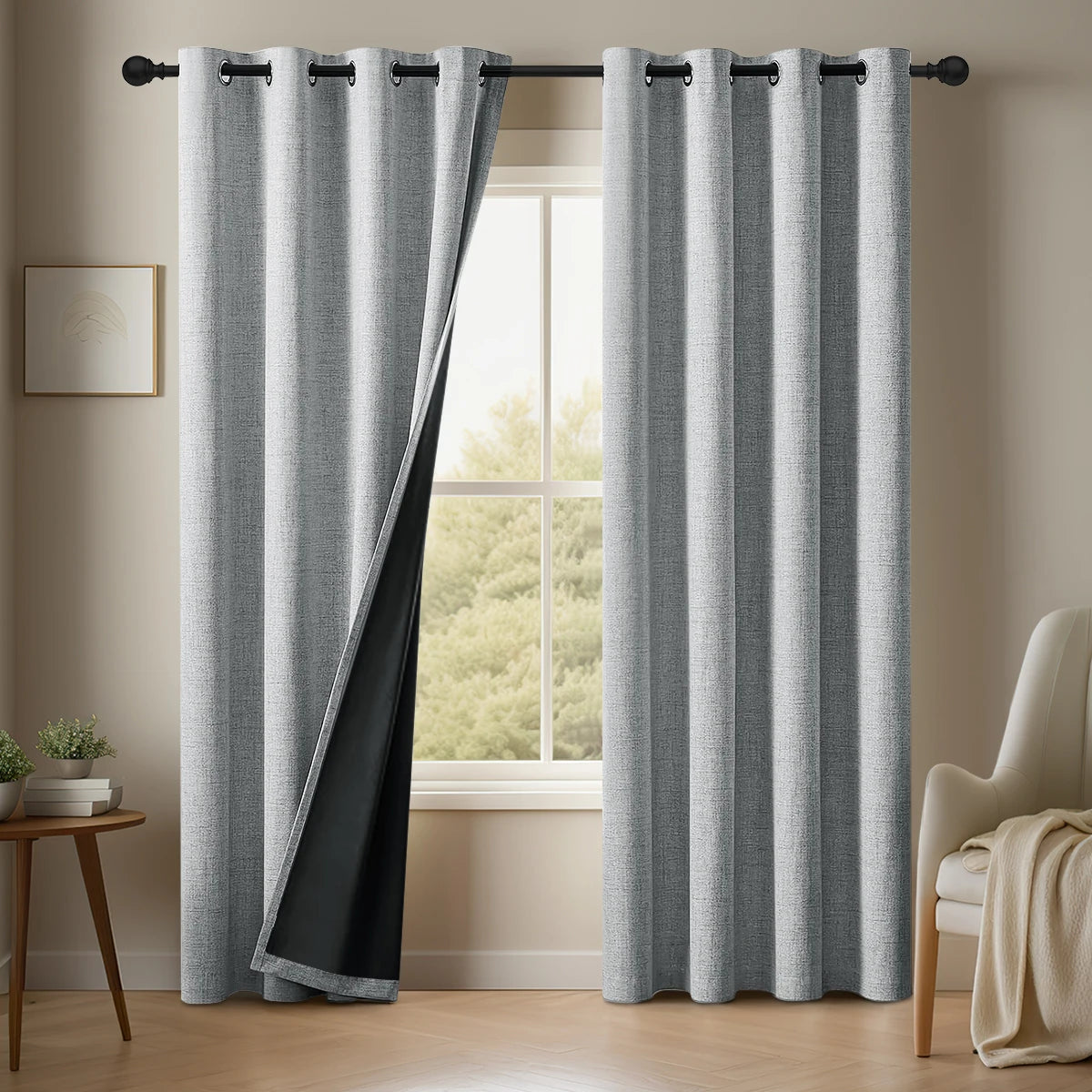 100% Blackout Curtain Panels with Tie-Backs (Set of 2)