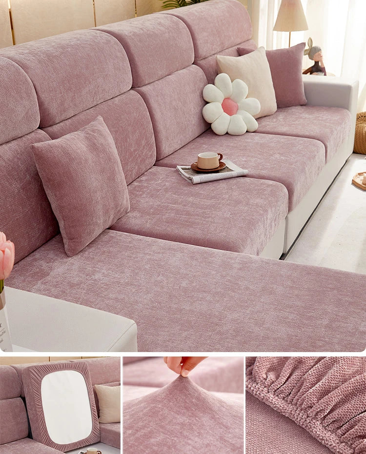 Elastic Chenille Sofa Protector Cover with Non-Slip Grip