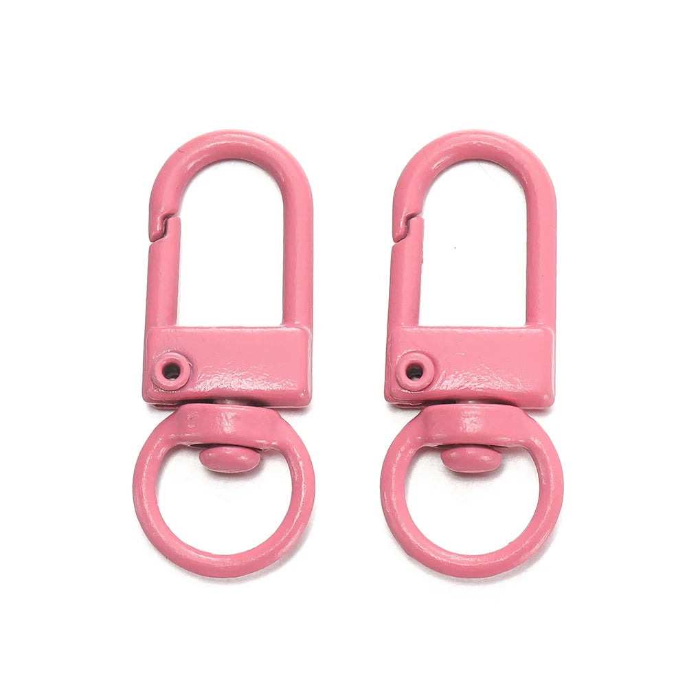A pair of pink alloy lobster clasp hooks for DIY jewelry making