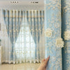 Embroidered Floral Blackout Curtain, Double Layer Sun Protection for Bedroom & Living Room