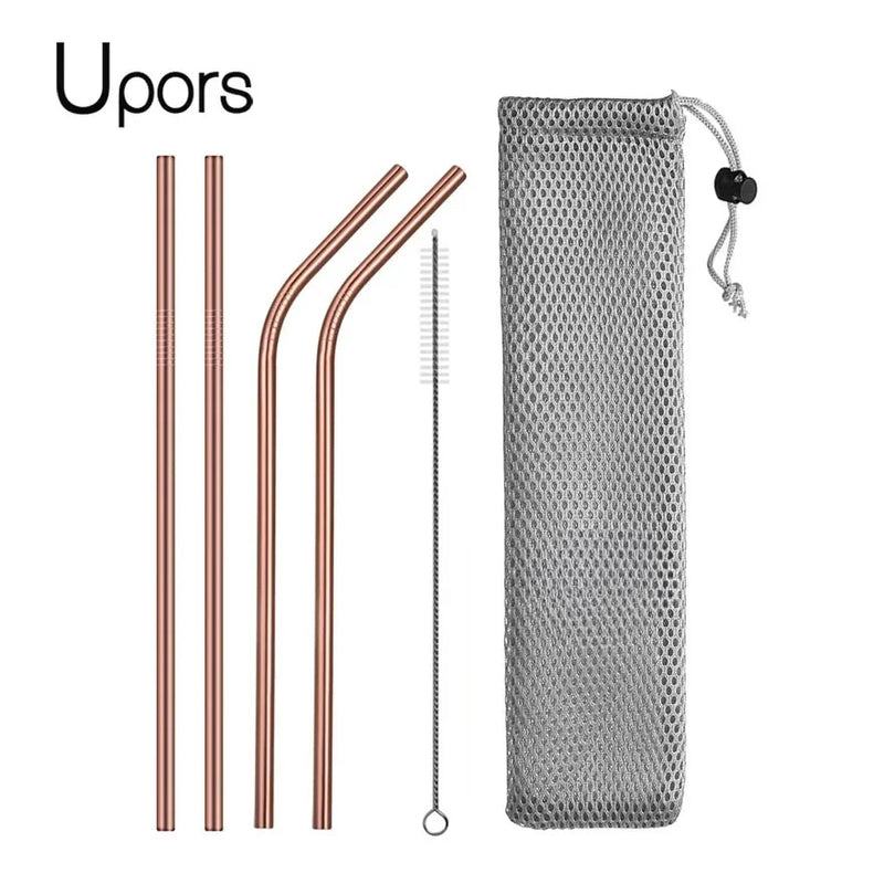 Reusable Stainless Steel Drinking Straws with Cleaning Brush
