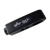 Black compact handlebar lock for bikes, scooters, and motorcycles.