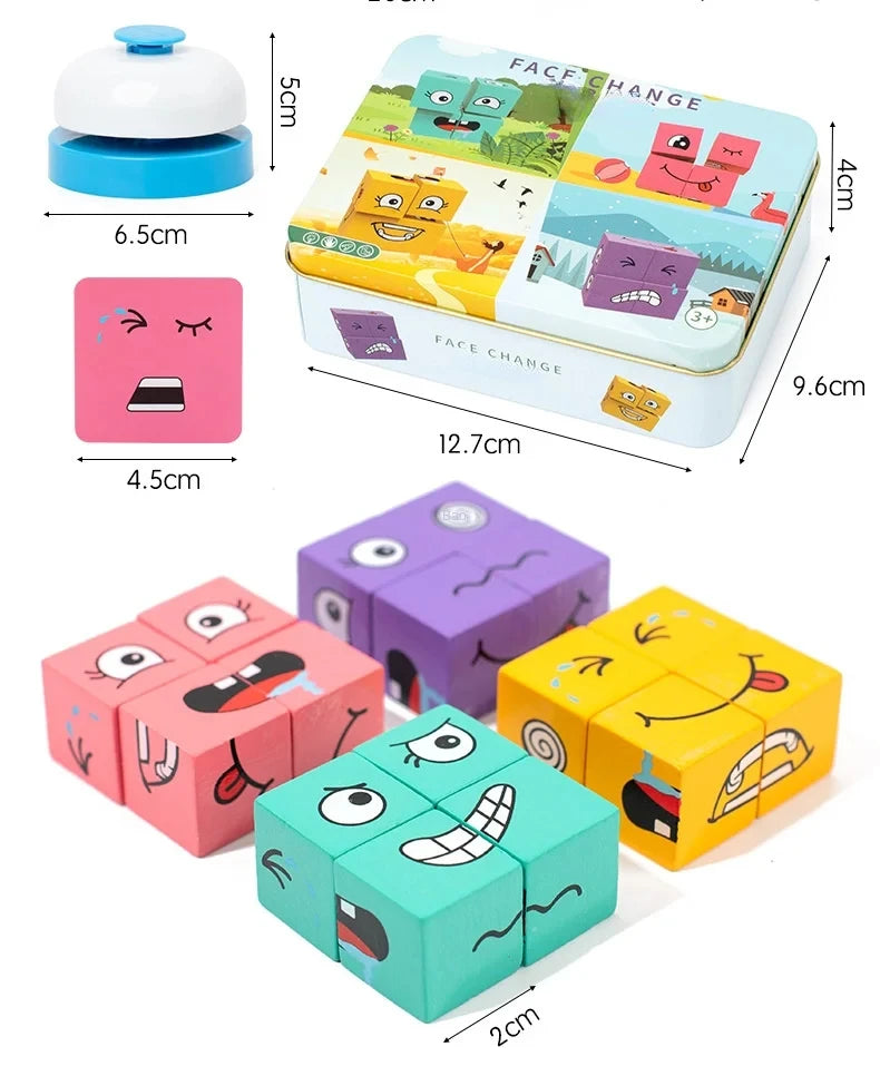 Wooden Face-Changing Cube Puzzle Game for Kids