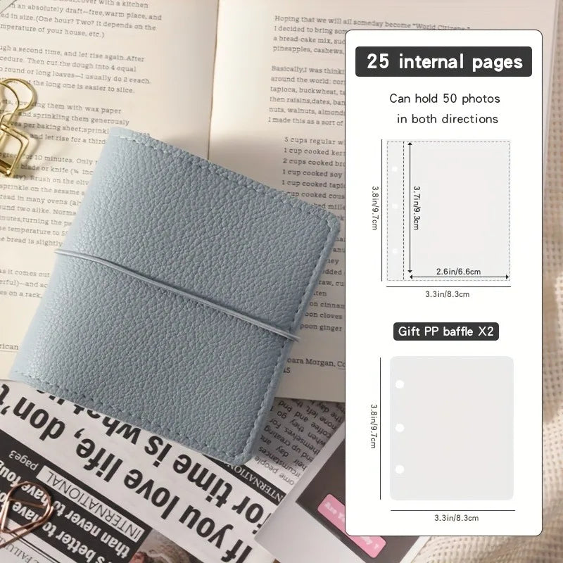Mini Faux Leather Photo Album with 50 Transparent Pages