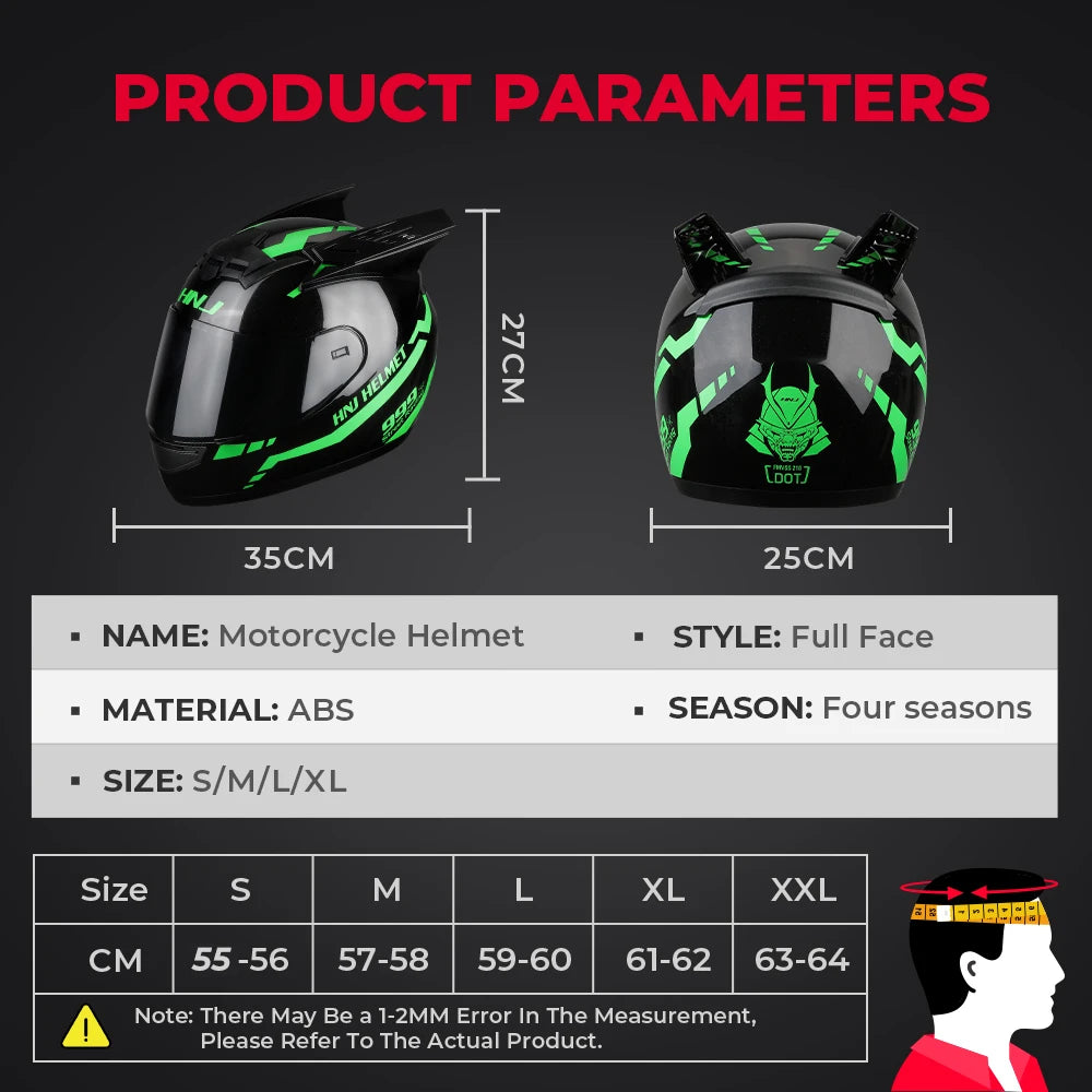 Cat Ear Full Face Motorcycle Helmet with Removable Ears