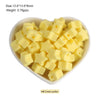 A pile of yellow silicone crown star heart beads for DIY jewelry making