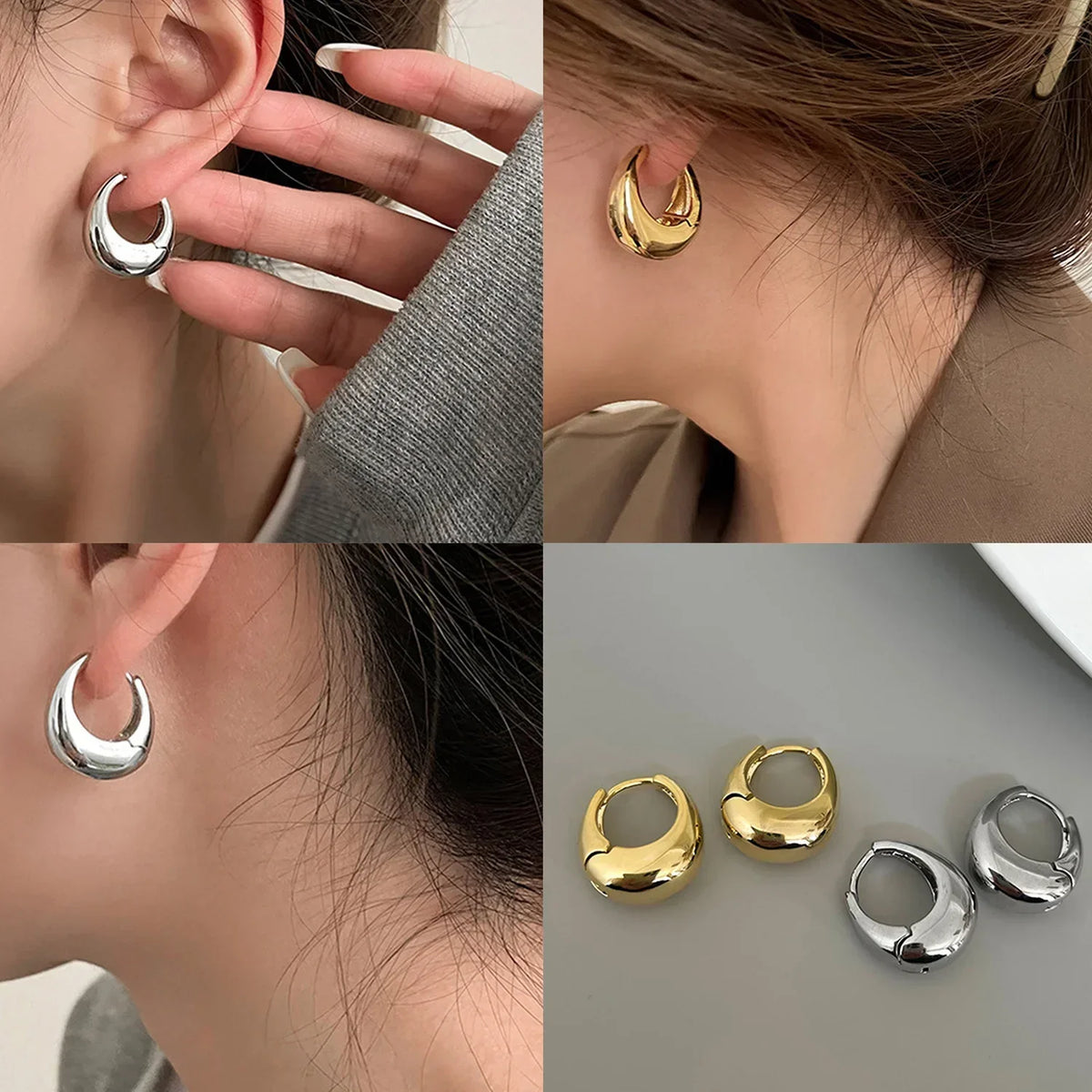 Boucles d'oreilles en anneaux dorés vintage et épais pour femmes