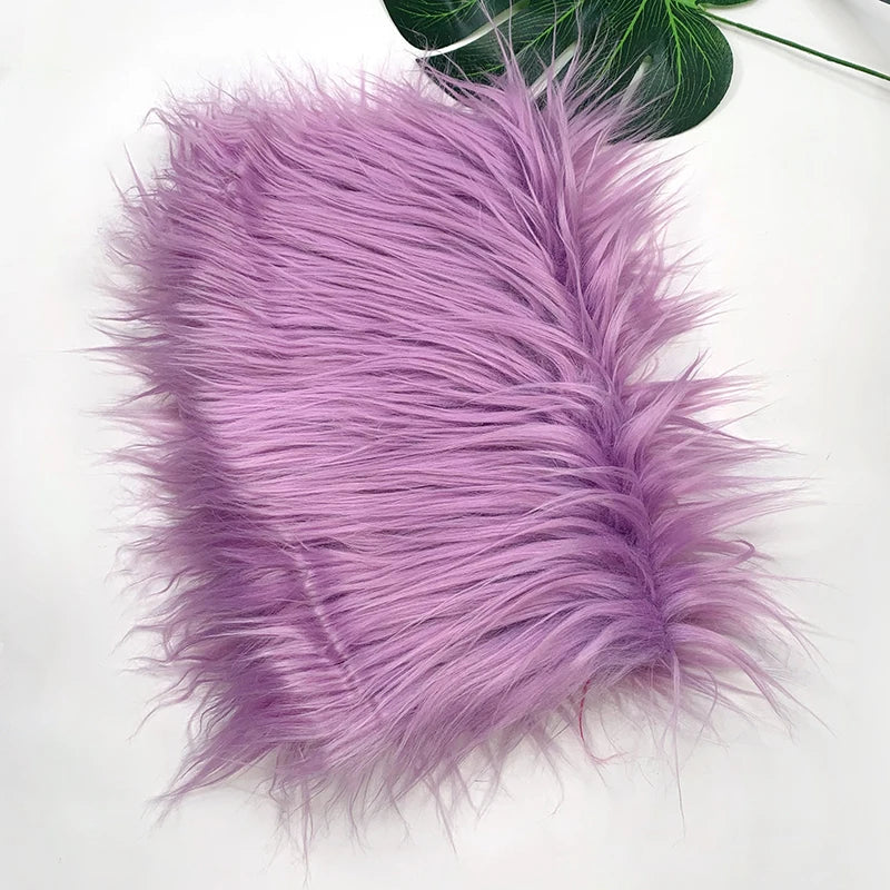 A fluffy purple faux fur fabric used for DIY sewing, doll hair, and cosplay.