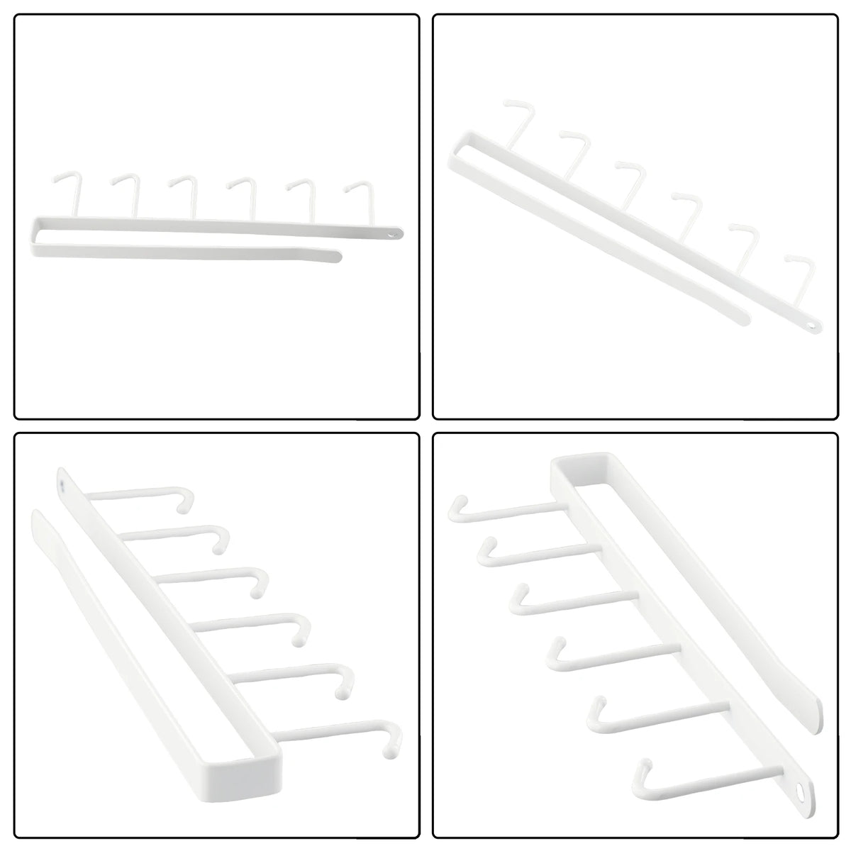 6-Hook Under Cabinet Storage Rack for Kitchen and Closet Organization