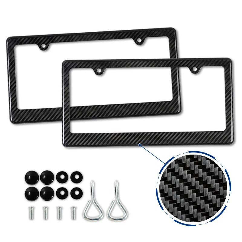 Carbon Fiber License Plate Frame with Anti-Rust Protection