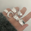 Minimalist Moon Phase Sterling Silver Ring Set