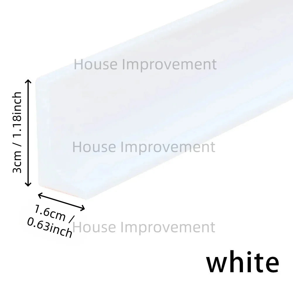 White flexible silicone shower threshold water dam used for bathroom dry-wet separation.