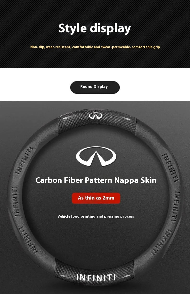 Carbon Fiber Leather Steering Wheel Cover for Infiniti Models