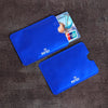 A blue RFID blocking card sleeve is shown next to a UnionPay card.