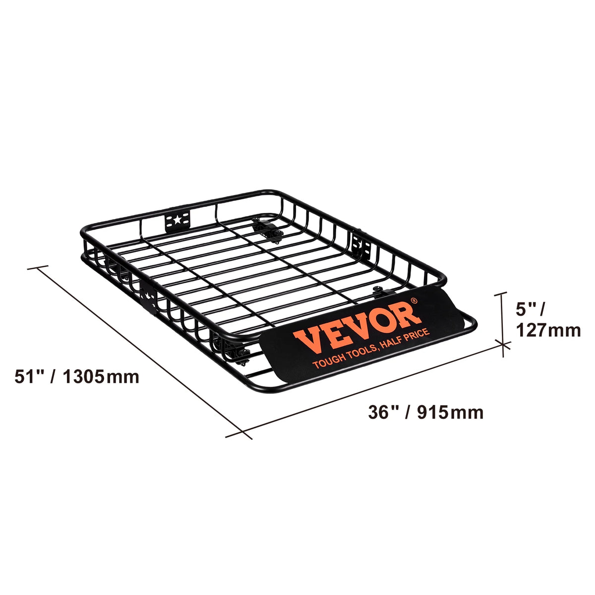 Heavy-Duty Roof Rack Cargo Basket with Wind Fairing