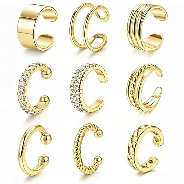 Minimalistische Vintage C-förmige Clip-On Ohrringe Set