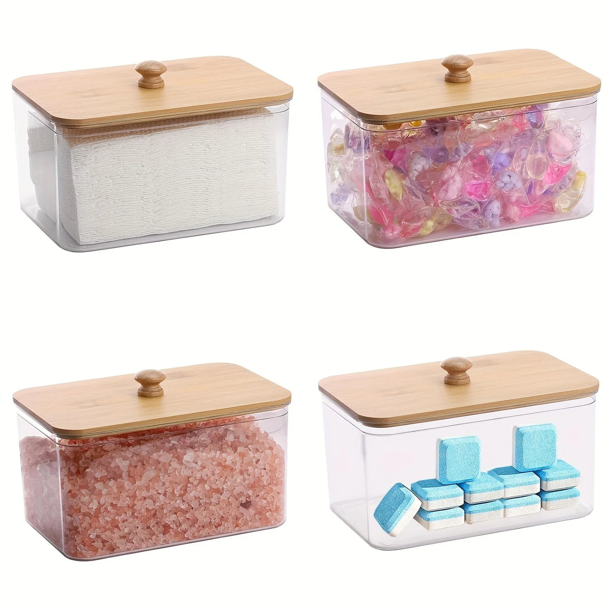 Acrylic Dryer Sheet Holder with Bamboo Lid