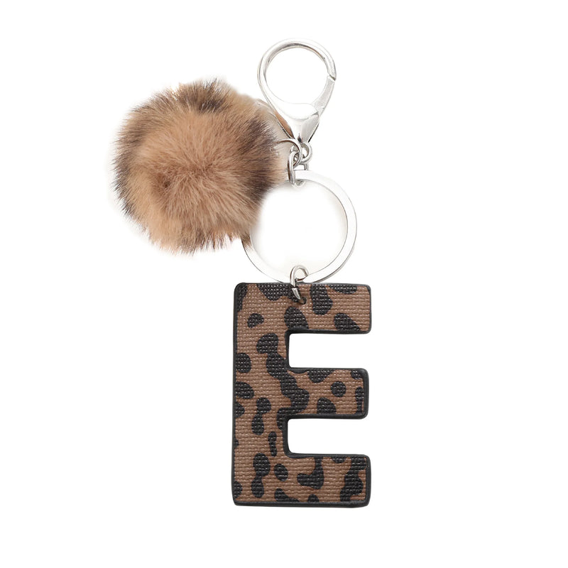 Leopard Print Letter Keychain