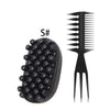 Black afro twist hair brush and sponge comb kit with a fork-like comb attachment