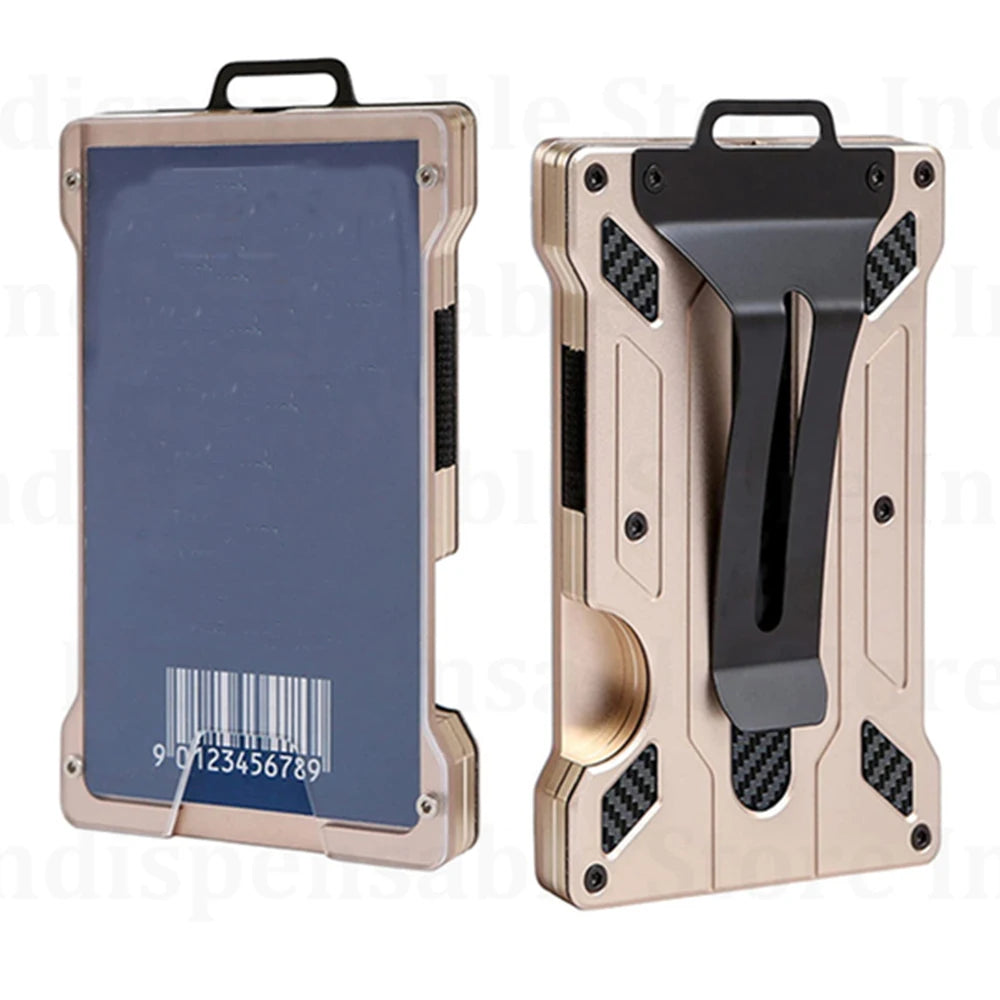 Slim Aluminum RFID Blocking Wallet with ID Window and Money Clip