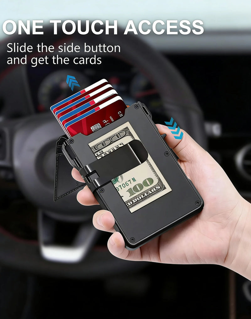 Slim RFID-Blocking Leather Wallet with Magnetic Money Clip