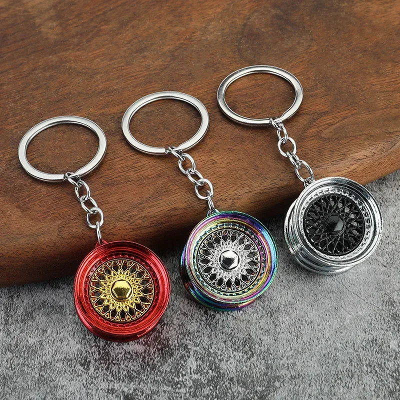 Gearbox Keychain with Turbo Hub and Brake Disc Pendant