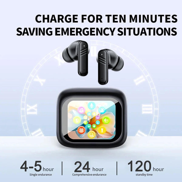 Smart LCD Touch Screen Wireless Earbuds with ANC