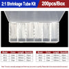 A box of heat shrink tubing kit containing various clear plastic tubes in different diameters and lengths.