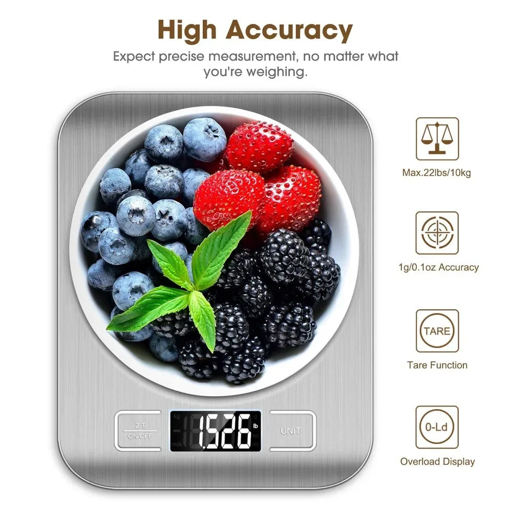 Digital Kitchen Scale with Stainless Steel Surface & Tare Function