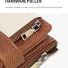 Vintage RFID-Blocking Triple-Fold Wallet with Double Zipper