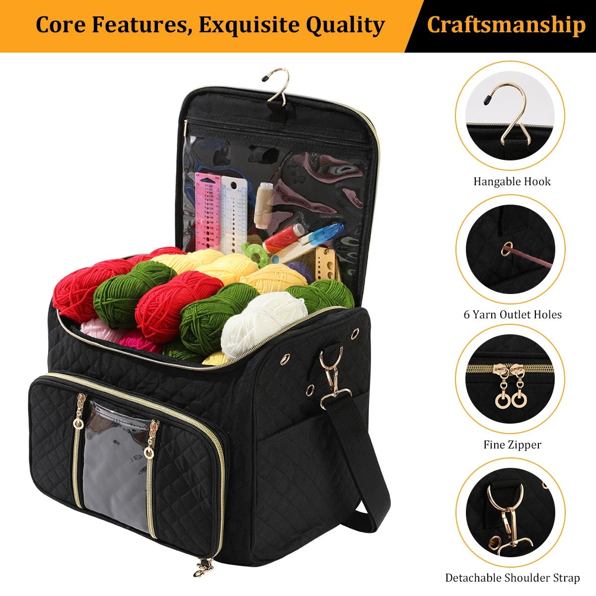 Portable Yarn Storage & Crochet Organizer Bag