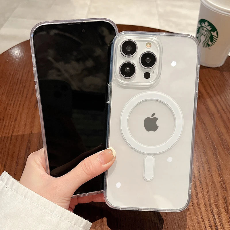Transparent Magnetic Wireless Charging Case for iPhone with Shockproof Protection