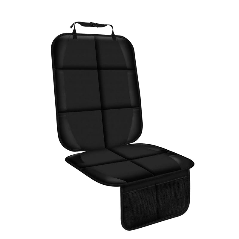 Black universal car seat protector with an anti-slip base.