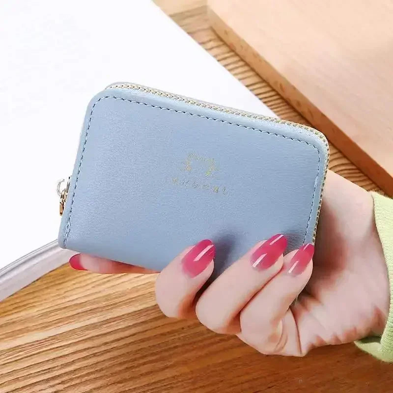 Kompakte Brieftasche aus PU-Leder mit Reißverschluss