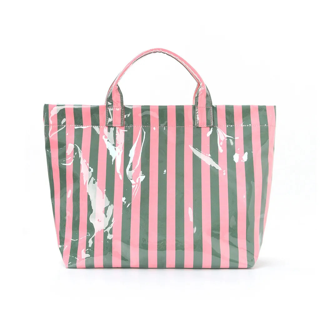 Striped PVC Waterproof Tote Bag for Everyday Use