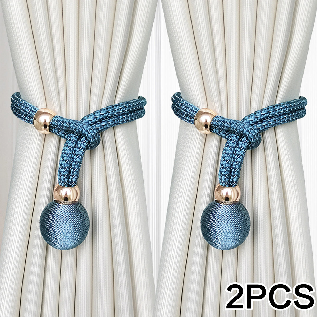 Adjustable French Ball Curtain Tiebacks (Set of 2)