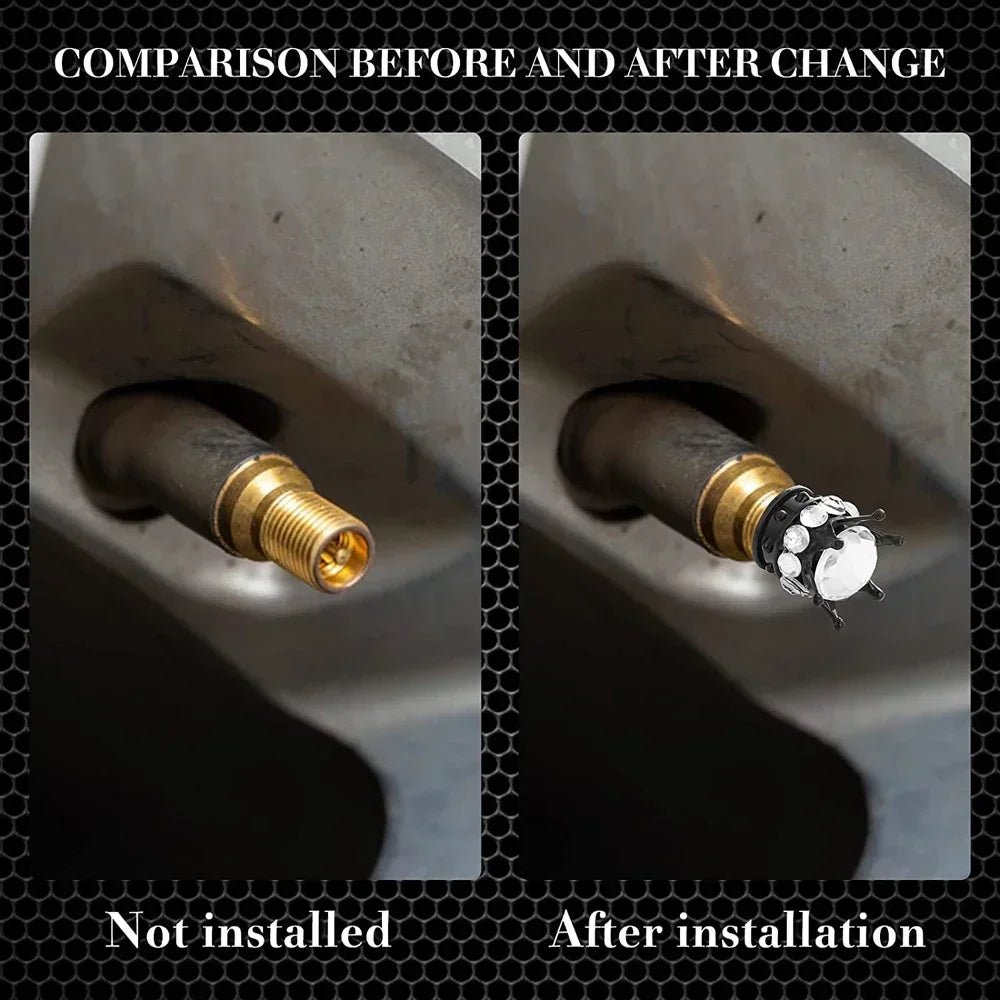 Crystal Crown Tire Valve Caps - Set of 4