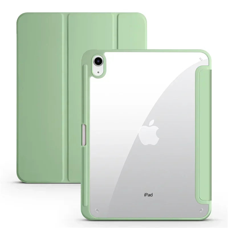 Slim Trifold iPad Case with Clear Acrylic Back and Pen Holder