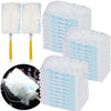 Set of white and light blue disposable microfiber duster refills for furniture and car surfaces
