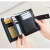 Vintage RFID-Blocking Triple-Fold Wallet with Double Zipper