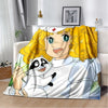 Cartoon Anime Flannel Throw Blanket in Candy Girl Design