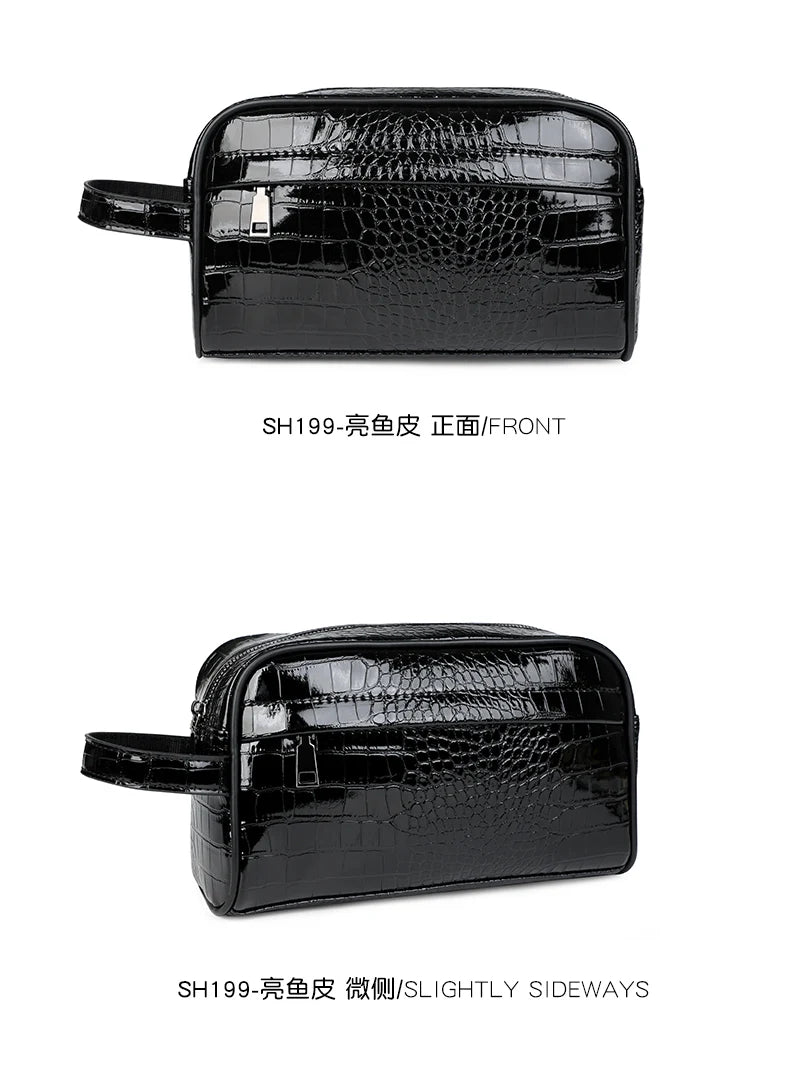 Vintage Leather Men's Clutch Bag with Detachable Waist Strap