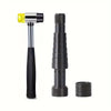 A black ring expander and sizing kit with a yellow-tipped hammer.