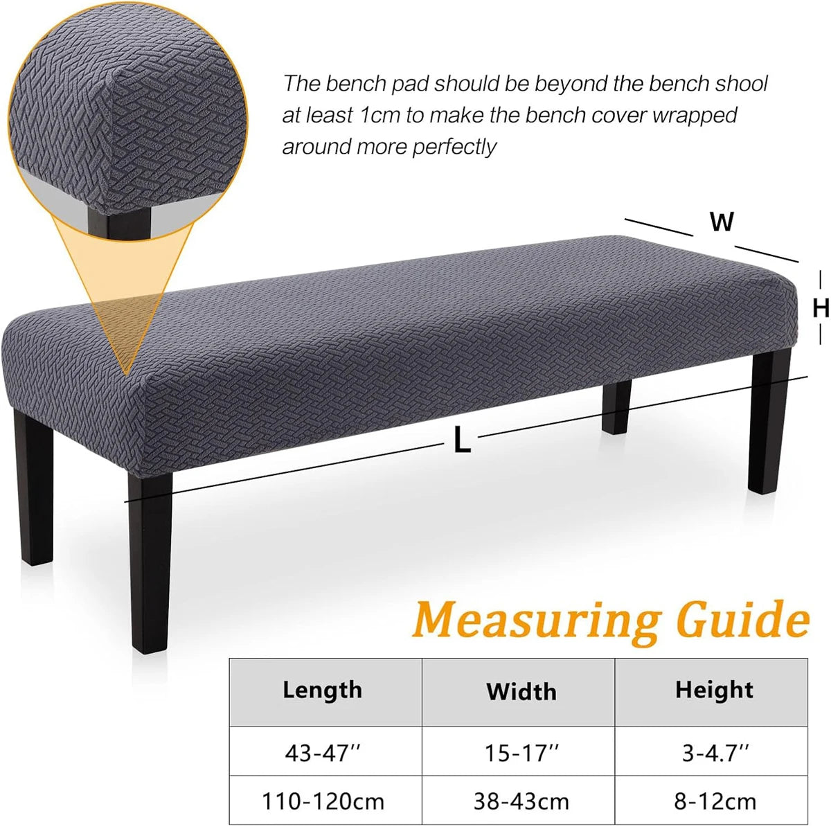 Stretch Jacquard Bench Cover – Modern, Washable Slipcover for Living Room Seating