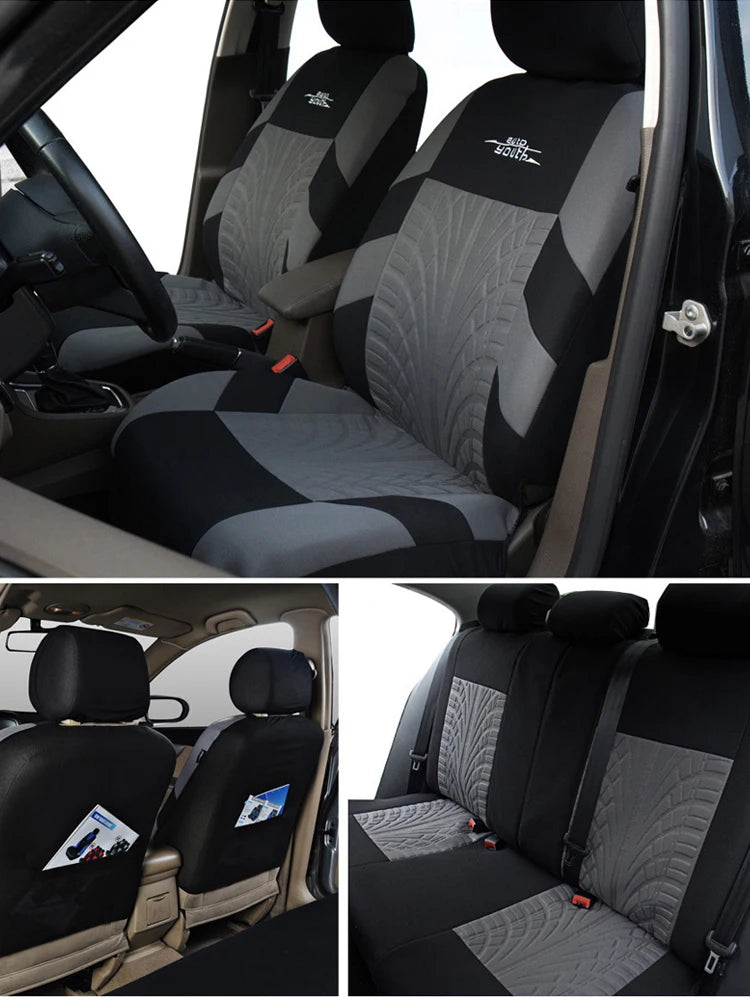 Universal Car Seat Covers Set with Track Detail Design