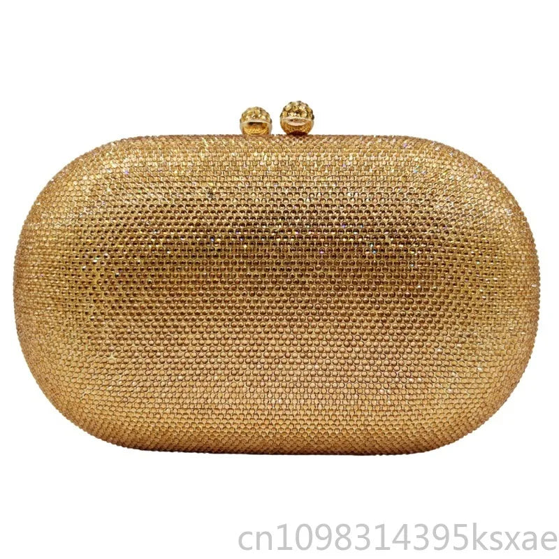 Rhinestone Evening Clutch with Chain Strap