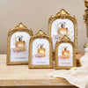 European Retro Arch Photo Frame with Golden Lace Design