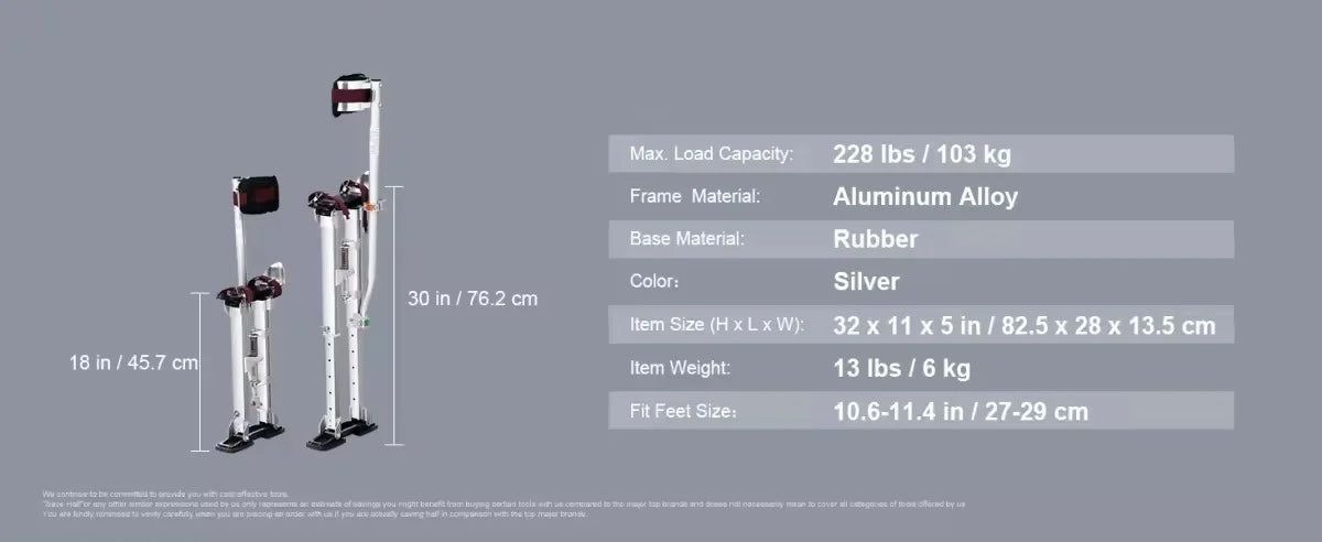 Adjustable Aluminum Drywall Stilts with Knee Pads