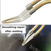 A pair of metal pliers with smooth tips used for smoothing repair after welding.