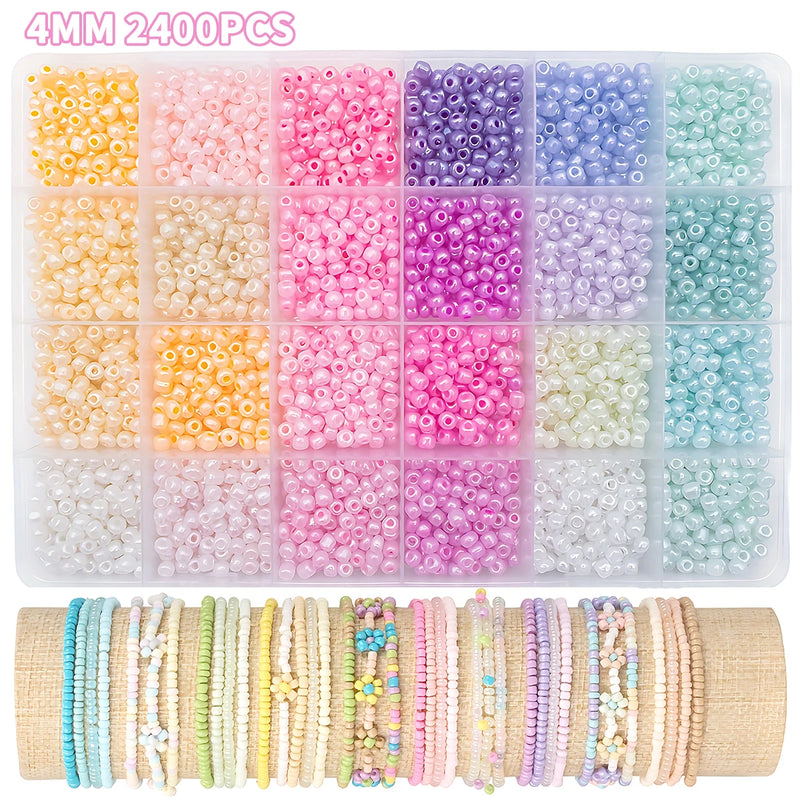 24-Color Glass Seed Beads Kit for Jewelry Making